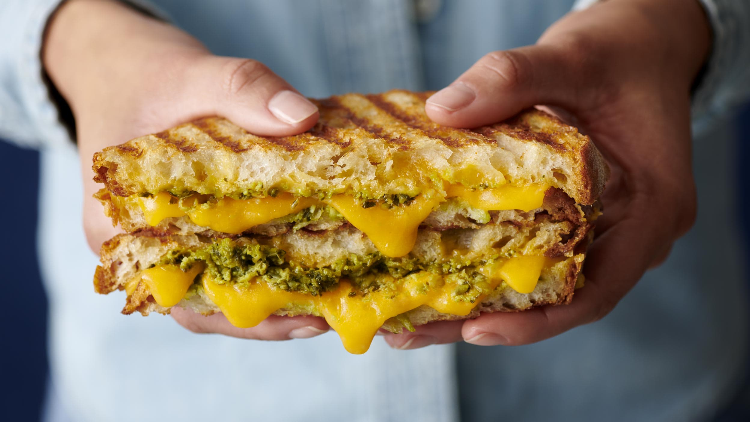 Pea Pesto Panini Sandwich