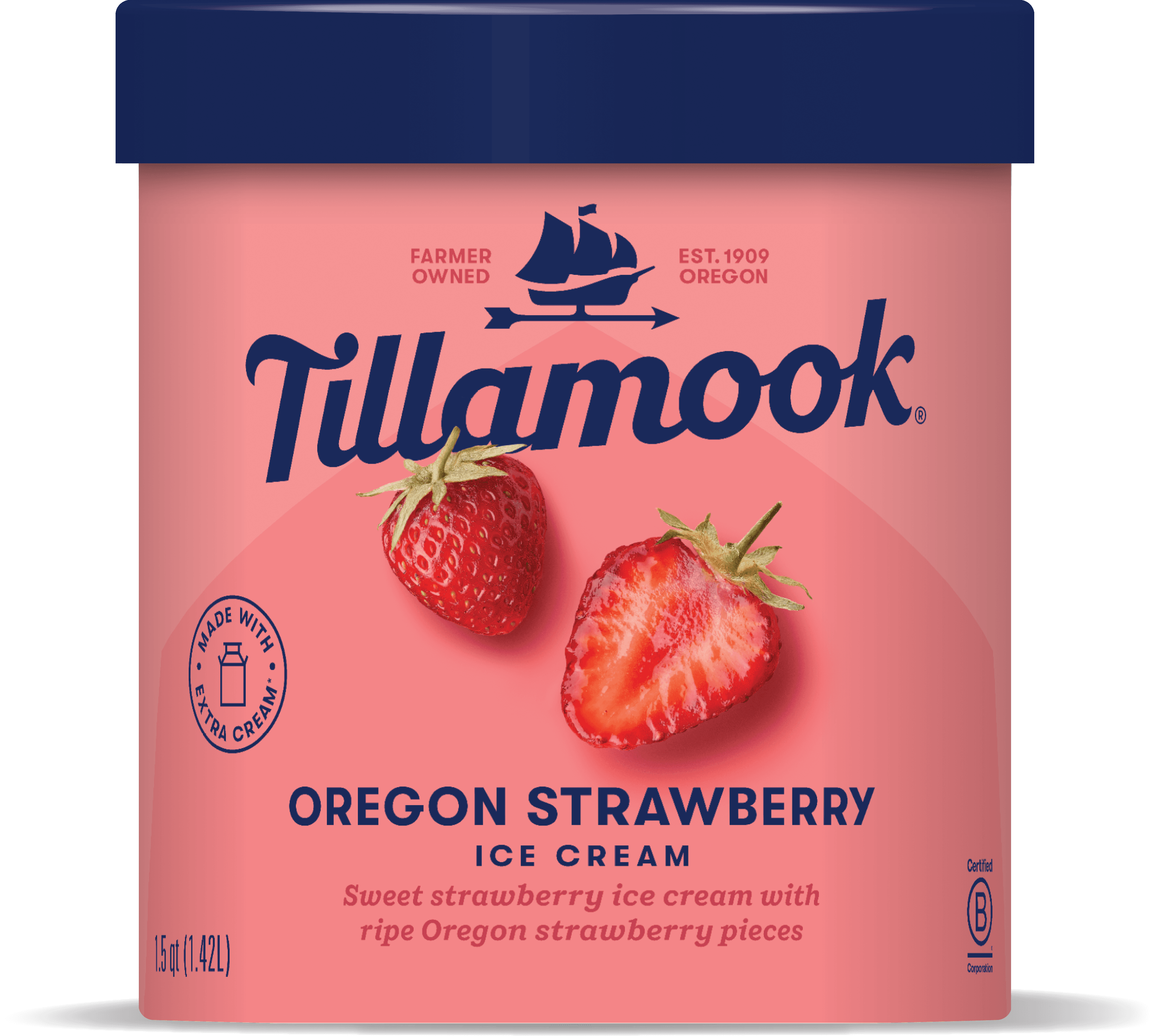 Carton of Tillamook Oregon Strawberry Ice Cream